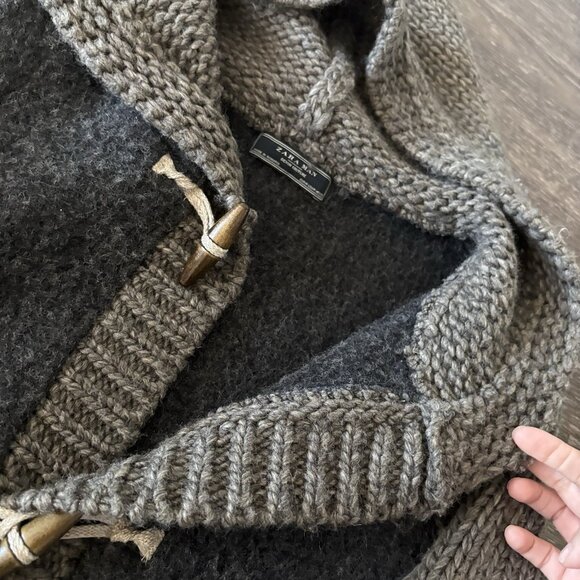 Zara Men Denim Couture Chunky Knit Cardigan Sweater Hairy Wool Blend Men’s M - Picture 12 of 16